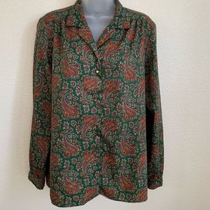Levi’s Green Paisley Button Down Western Top
